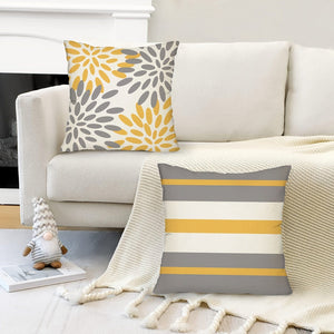 Planet Gates YM156 4PCS Boho Throw Pillow Covers, Yellow And Gray Pillowcases, Geometric Patterns Decorative Cushion Covers, Home Decor For Sofa Bedroom Office Car Farmhouse, 44.96*44.96cm, Without Pillow Cores