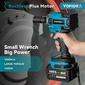 Planet Gates Yofidra 1000N.m 20V Brushless Electric Impact Wrench Cordless Wrench Socket 1/2 Inch Li-ion Battery For Makita 18V Battery