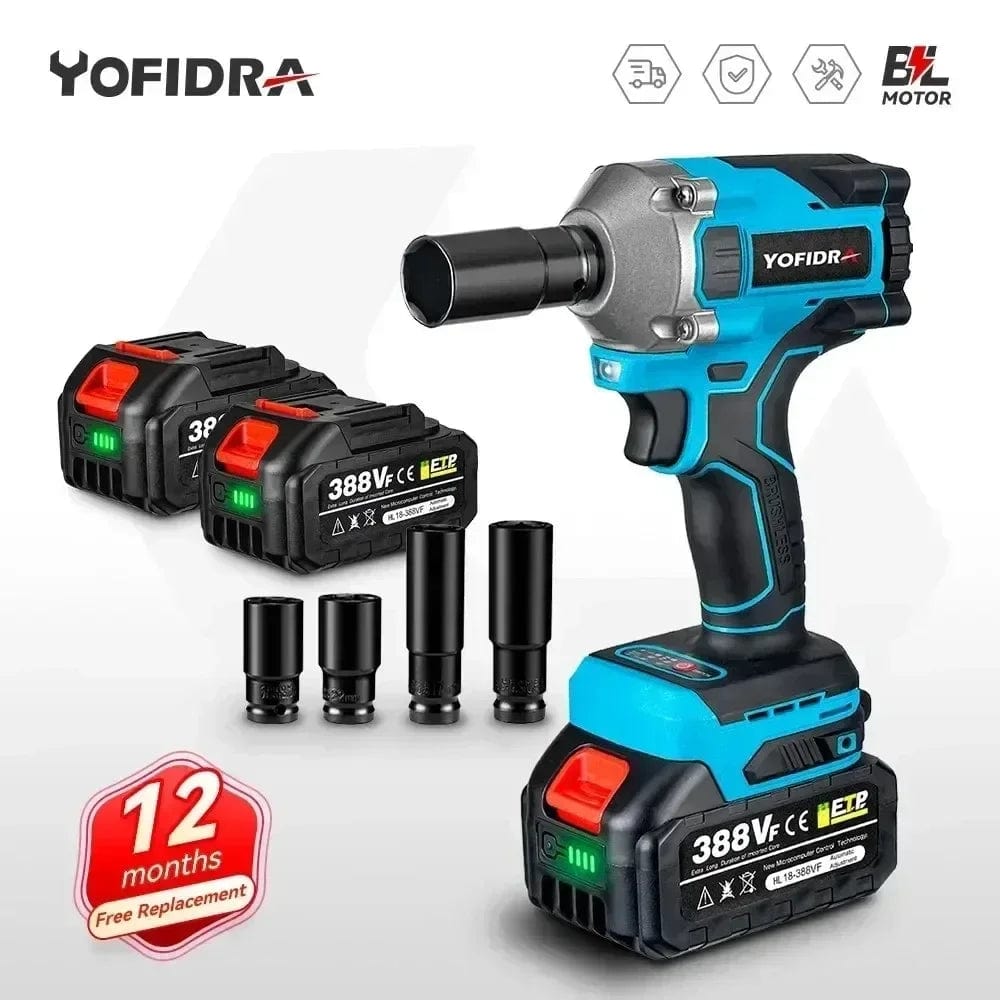 Planet Gates Yofidra 1000N.m 20V Brushless Electric Impact Wrench Cordless Wrench Socket 1/2 Inch Li-ion Battery For Makita 18V Battery