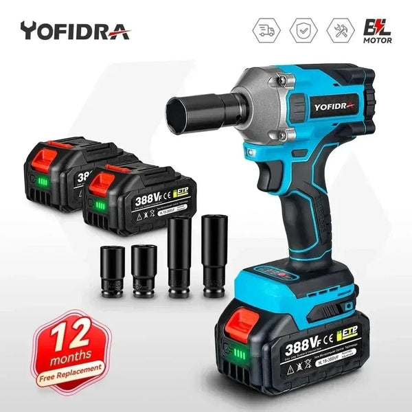 Planet Gates Yofidra 1000N.m 20V Brushless Electric Impact Wrench Cordless Wrench Socket 1/2 Inch Li-ion Battery For Makita 18V Battery
