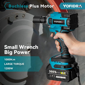 Planet Gates Yofidra 1000N.m 20V Brushless Electric Impact Wrench Cordless Wrench Socket 1/2 Inch Li-ion Battery For Makita 18V Battery