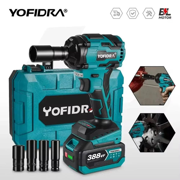 Planet Gates YOFIDRA 1000N.m Brushless Electric Impact Wrench 1/2" Cordless Rechargeable Socket Screwdriver Power Tool For Makita 18V Battery
