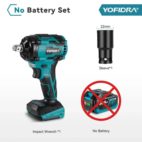 Planet Gates YOFIDRA 1000N.m Brushless Electric Impact Wrench 1/2" Cordless Rechargeable Socket Screwdriver Power Tool For Makita 18V Battery
