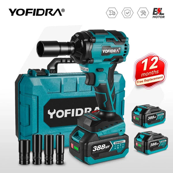 Planet Gates YOFIDRA 1000N.m Brushless Electric Impact Wrench 1/2" Cordless Rechargeable Socket Screwdriver Power Tool For Makita 18V Battery