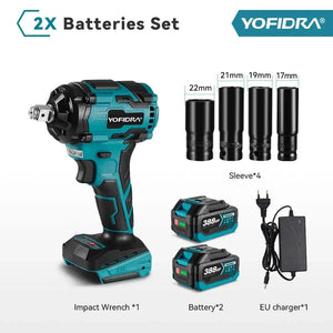 Planet Gates YOFIDRA 1000N.m Brushless Electric Impact Wrench 1/2" Cordless Rechargeable Socket Screwdriver Power Tool For Makita 18V Battery