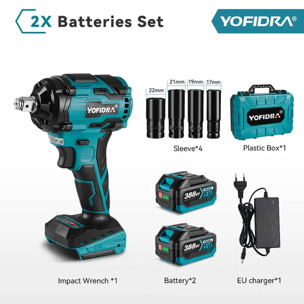 Planet Gates YOFIDRA 1000N.m Brushless Electric Impact Wrench 1/2" Cordless Rechargeable Socket Screwdriver Power Tool For Makita 18V Battery
