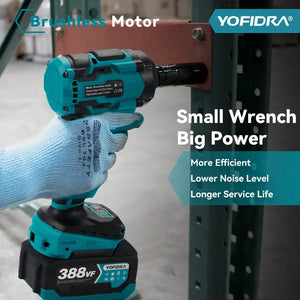 Planet Gates YOFIDRA 1000N.m Brushless Electric Impact Wrench 1/2" Cordless Rechargeable Socket Screwdriver Power Tool For Makita 18V Battery