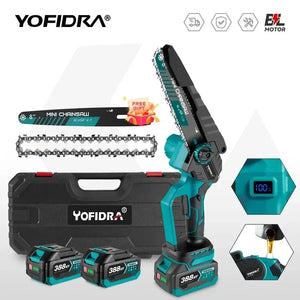 Planet Gates Yofidra 8 Inch Brushless Electric Chainsaw Cordless Rechargeable Woodworking Garden Pruning Saw Tool for Makita 18V Battery