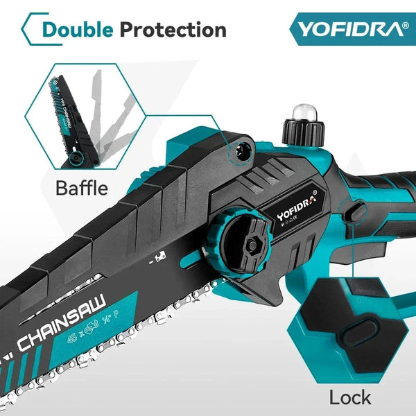 Planet Gates Yofidra 8 Inch Brushless Electric Chainsaw Cordless Rechargeable Woodworking Garden Pruning Saw Tool for Makita 18V Battery