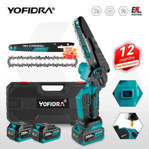 Planet Gates Yofidra 8 Inch Brushless Electric Chainsaw Cordless Rechargeable Woodworking Garden Pruning Saw Tool for Makita 18V Battery