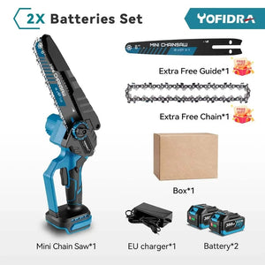 Planet Gates YOFIDRA Brushless 8inch Electric Chainsaw Cordless Rechargeable Pruning Saw Woodworking Garden Power Tool For Makita 18V Battery
