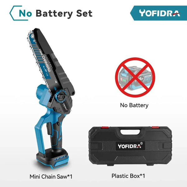 Planet Gates YOFIDRA Brushless 8inch Electric Chainsaw Cordless Rechargeable Pruning Saw Woodworking Garden Power Tool For Makita 18V Battery