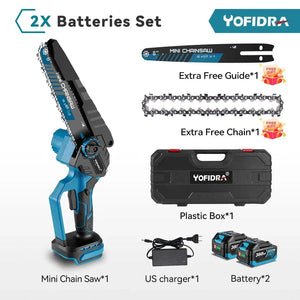 Planet Gates YOFIDRA Brushless 8inch Electric Chainsaw Cordless Rechargeable Pruning Saw Woodworking Garden Power Tool For Makita 18V Battery