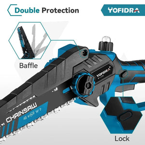 Planet Gates YOFIDRA Brushless 8inch Electric Chainsaw Cordless Rechargeable Pruning Saw Woodworking Garden Power Tool For Makita 18V Battery