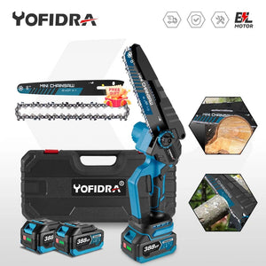 Planet Gates YOFIDRA Brushless 8inch Electric Chainsaw Cordless Rechargeable Pruning Saw Woodworking Garden Power Tool For Makita 18V Battery