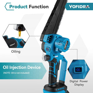 Planet Gates YOFIDRA Brushless 8inch Electric Chainsaw Cordless Rechargeable Pruning Saw Woodworking Garden Power Tool For Makita 18V Battery