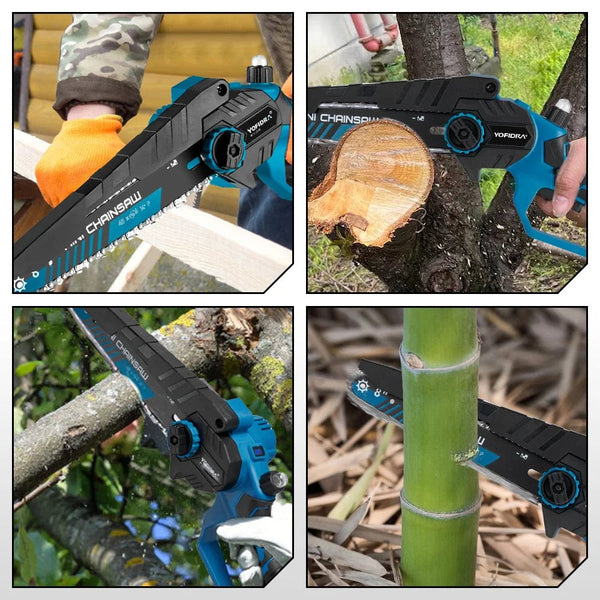 Planet Gates YOFIDRA Brushless 8inch Electric Chainsaw Cordless Rechargeable Pruning Saw Woodworking Garden Power Tool For Makita 18V Battery