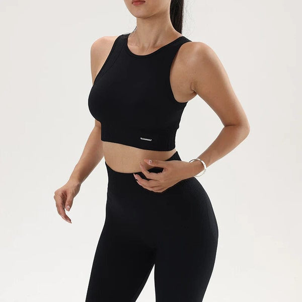 Planet Gates Yoga Clothing Set Women's High Waisted Leggings and Top Two Piece Seamless Fitness Exercise Clothing Fitness Workout Underwear