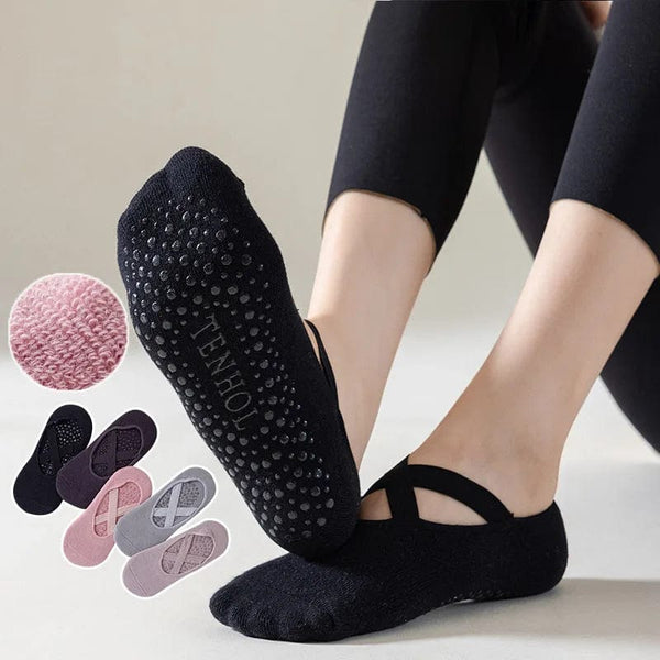 Planet Gates Yoga Socks Women Cotton Silicone Non-slip Pilates Grip Towel  No-Show Barre Sock