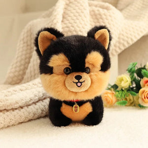 Planet Gates Yorkie / 20cm ZU Kawaii Teddy Pets Lifelike Fluffy Puppy Soft Doll Cute Small Chow Pomeranian Corgi Yorkie Plush Toys with Charm Gift For Girl