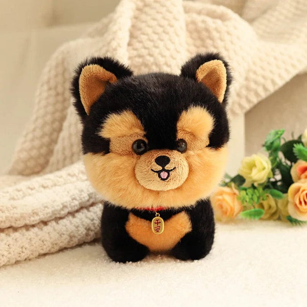 Planet Gates Yorkie / 20cm ZU Kawaii Teddy Pets Lifelike Fluffy Puppy Soft Doll Cute Small Chow Pomeranian Corgi Yorkie Plush Toys with Charm Gift For Girl