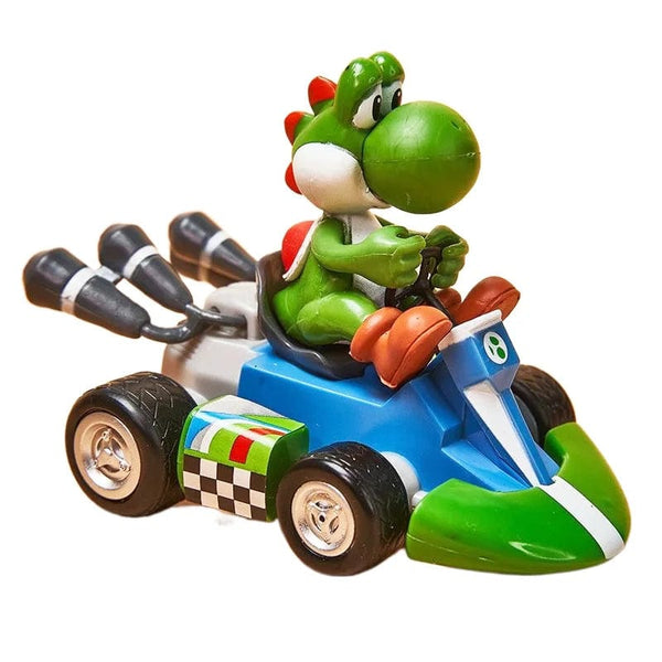 Planet Gates Yos with box Super Mario Bros Karting Luigi Bowser Princess Peach Yoshi Toad Action Figure Toys Pull Back Car Anime Game Doll Gifts for Kids