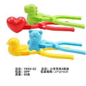 Planet Gates YRX4-02 4pcs Cute Bear Duck Snowball Clip Snow Clay Ball Maker Creative Snowballs Mold Snow Shovel for Kids Outdoor Sports Snow Toys
