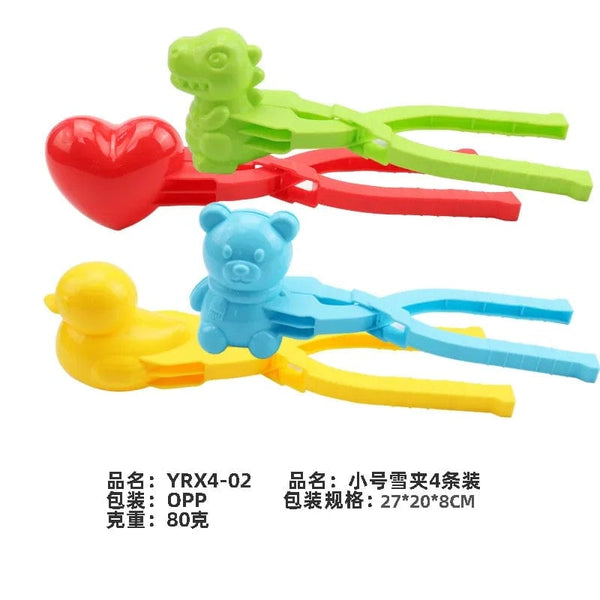 Planet Gates YRX4-02 4pcs Cute Bear Duck Snowball Clip Snow Clay Ball Maker Creative Snowballs Mold Snow Shovel for Kids Outdoor Sports Snow Toys