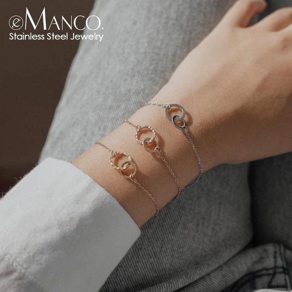 Planet Gates YS14924 / 15 Extend 3CM / Silver Color eManco Women Trendy Thin 316 Stainless Steel Bracelet Minimalist Chain Bracelets for Women Adjustable Length Bracelet