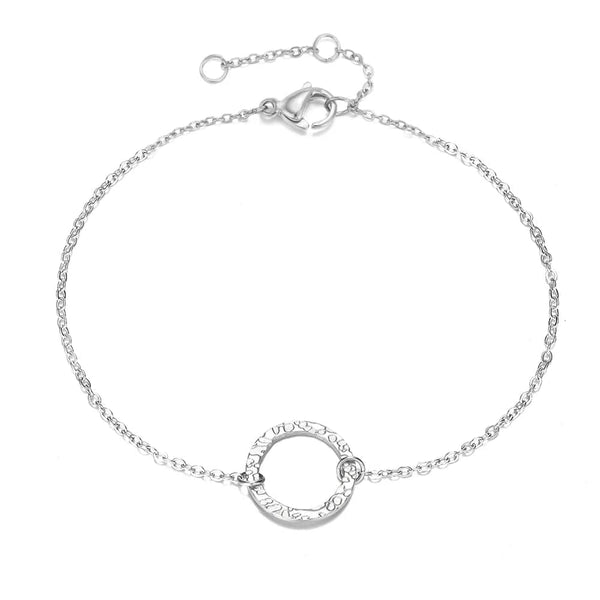 Planet Gates YS14924 / 15 Extend 3CM / Silver Color eManco Women Trendy Thin 316 Stainless Steel Bracelet Minimalist Chain Bracelets for Women Adjustable Length Bracelet
