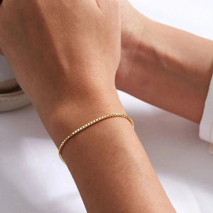 Planet Gates YS33294-2MM 18CM / Silver Color eManco 2MM Box Chain Bracelet Stainless Steel Gold Plated Classic Accessories Wholesale