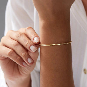 Planet Gates YS33294-2MM 18CM / Silver Color eManco 2MM Box Chain Bracelet Stainless Steel Gold Plated Classic Accessories Wholesale