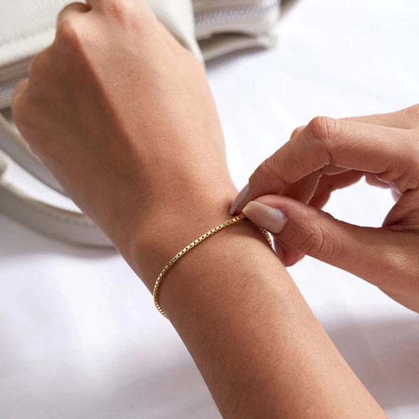 Planet Gates YS33294-2MM 18CM / Silver Color eManco 2MM Box Chain Bracelet Stainless Steel Gold Plated Classic Accessories Wholesale