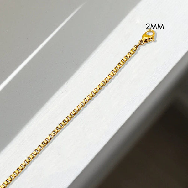 Planet Gates YS33294-2MM 18CM / Silver Color eManco 2MM Box Chain Bracelet Stainless Steel Gold Plated Classic Accessories Wholesale