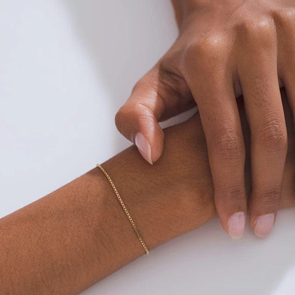 Planet Gates YS33294-2MM 18CM / Silver Color eManco 2MM Box Chain Bracelet Stainless Steel Gold Plated Classic Accessories Wholesale