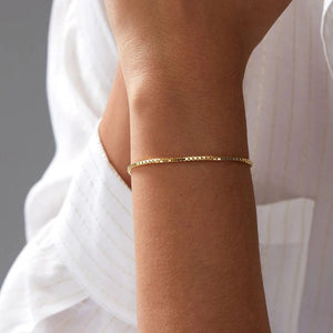 Planet Gates YS33294-2MM 18CM / Silver Color eManco 2MM Box Chain Bracelet Stainless Steel Gold Plated Classic Accessories Wholesale