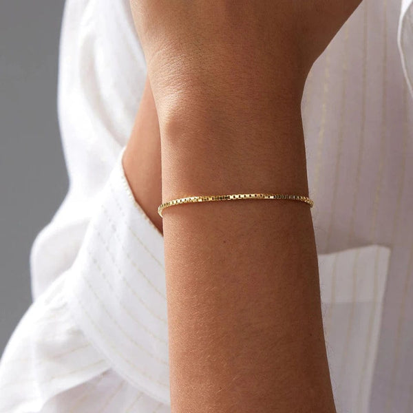 Planet Gates YS33294-2MM 18CM / Silver Color eManco 2MM Box Chain Bracelet Stainless Steel Gold Plated Classic Accessories Wholesale