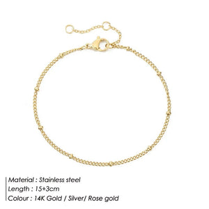 Planet Gates YS35092 - 2pc / Rose Gold Color eManco Simple Women's Ball Chain Bracelet Jewelry Layered Fine Bead Chain Bracelet Ladies Stainless Steel Chain