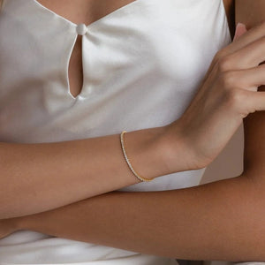 Planet Gates YS36104 Gold Color eManco Stainless Steel Women's Zirconia Tennis Bracelet Classic Bridal Accessories Wholesale