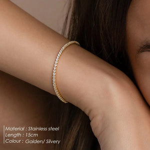 Planet Gates YS36104 Gold Color eManco Stainless Steel Women's Zirconia Tennis Bracelet Classic Bridal Accessories Wholesale