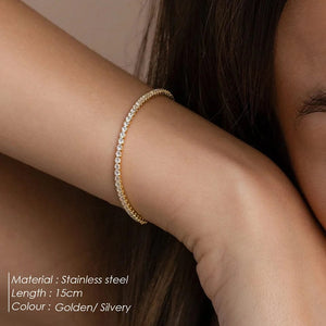 Planet Gates YS36104 Gold Color eManco Stainless Steel Women's Zirconia Tennis Bracelet Classic Bridal Accessories Wholesale