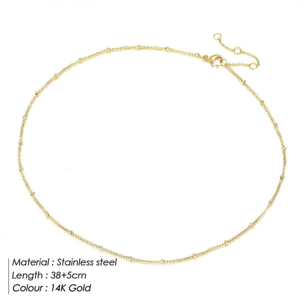Planet Gates YX15470 Glod Color eManco Gold Color Stainless Steel 316 Chain Choker Necklace Women Chain Necklace Sets for Women gift