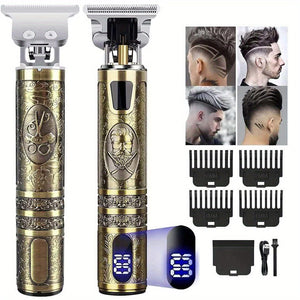 Planet Gates YYT-016 Professional Hair Clipper, Electric Shaver With LED Display, Hair Clipper, Beard Trimmer, USB-C Charging, Cordless Long Hair Trimmer, Hair/Beard Trimmer Set With 4 Attachment Combs, Holiday Gift For Him