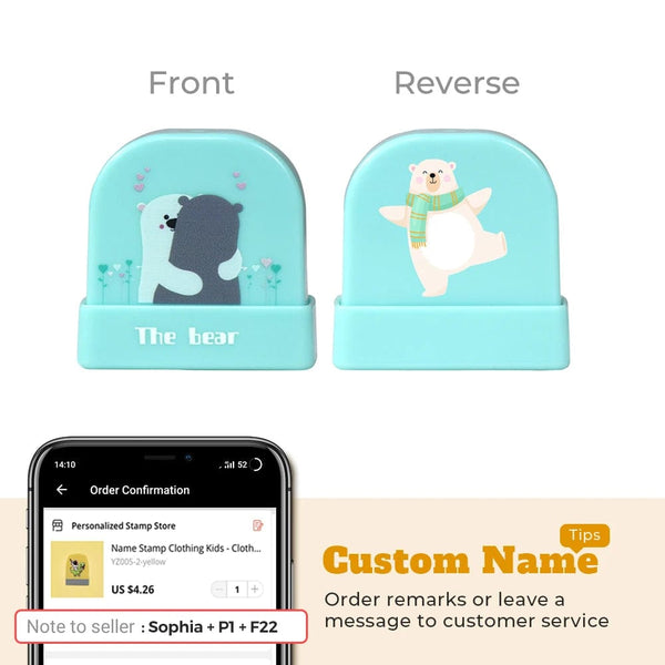 Planet Gates YZ068-YD-Soft green Cartoon Dinosaur Custom Name Stamp For Clothing Personalise For Student Clothes Chapter Children's   Kawaii Name Sticker gift