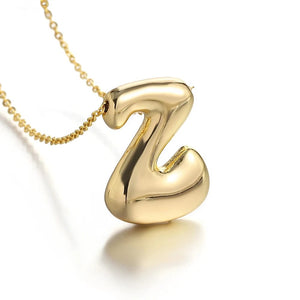 Planet Gates Z Greatera Gold Color Chunky Balloon Bubble Initial Letter Pendant Choker Necklaces for Women Custom Personalized Jewelry