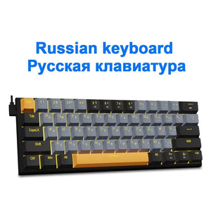 Planet Gates Z11-GB-PT / Red axis E-YOOSO Z11 USB Mechanical Gaming Wired Keyboard Red Switch 61 Keys Gamer Russian Brazilian Portuguese for Computer PC Laptop