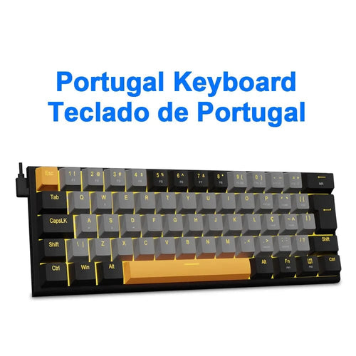 Planet Gates Z11-GB-PT / Red axis E-YOOSO Z11 USB Mechanical Gaming Wired Keyboard Red Switch 61 Keys Gamer Russian Brazilian Portuguese for Computer PC Laptop