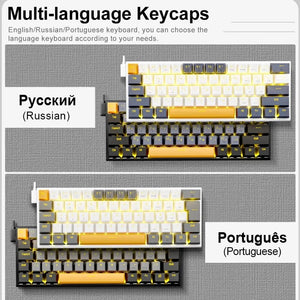 Planet Gates Z11-GB-PT / Red axis E-YOOSO Z11 USB Mechanical Gaming Wired Keyboard Red Switch 61 Keys Gamer Russian Brazilian Portuguese for Computer PC Laptop