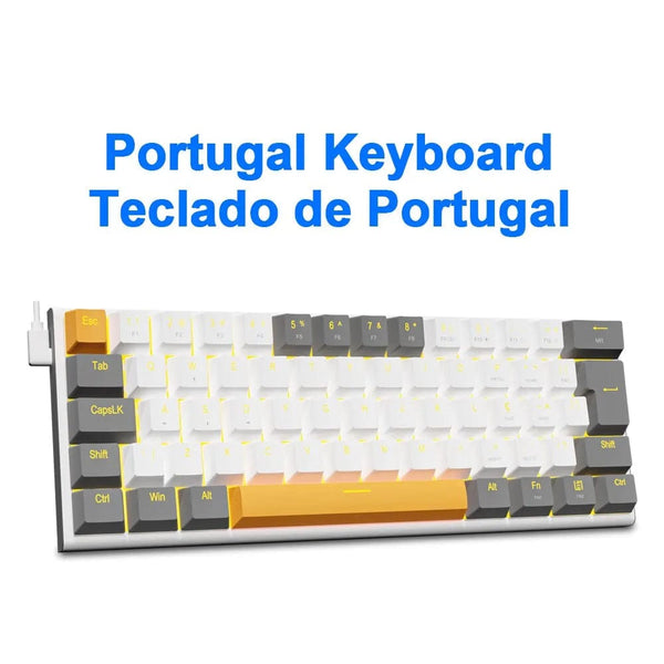 Planet Gates Z11-GB-PT / Red axis E-YOOSO Z11 USB Mechanical Gaming Wired Keyboard Red Switch 61 Keys Gamer Russian Brazilian Portuguese for Computer PC Laptop