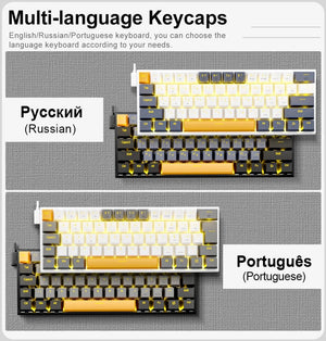 Planet Gates Z11-GB-PT / Red axis E-YOOSO Z11 USB Mechanical Gaming Wired Keyboard Red Switch 61 Keys Gamer Russian Brazilian Portuguese for Computer PC Laptop